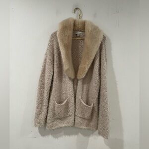 Knox Rose Cream Teddy Jacket with Faux Fur Collar